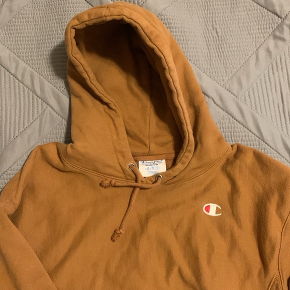 Champion Reverse Weave hoodie sweater Medium tan/brown - Picture 3 of 4